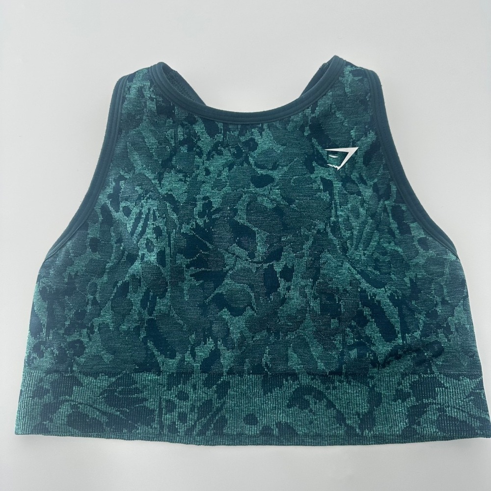 Gymshark Adapt Camo Seamless Sports Bra Green Size Small Crossover Strappy Back